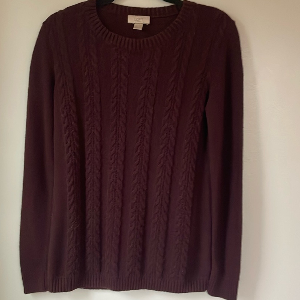 Loft size S burgundy wine color cable knit sweater